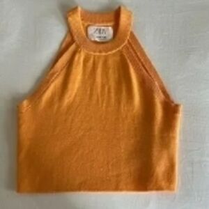 Zara Bright Orange Sleeveless Top